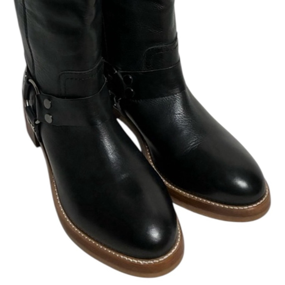 Frye Camryn Tall Shaft Harness Boots Black Leather in Sz 9 - Picture 11 of 12